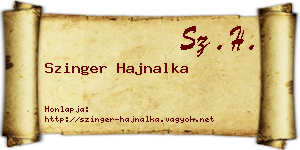 Szinger Hajnalka névjegykártya